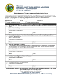 &quot;Ballot Measure Primary Argument Submission Form&quot; - County of San Mateo, California