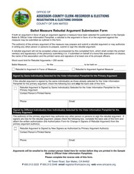 &quot;Ballot Measure Rebuttal Argument Submission Form&quot; - County of San Mateo, California