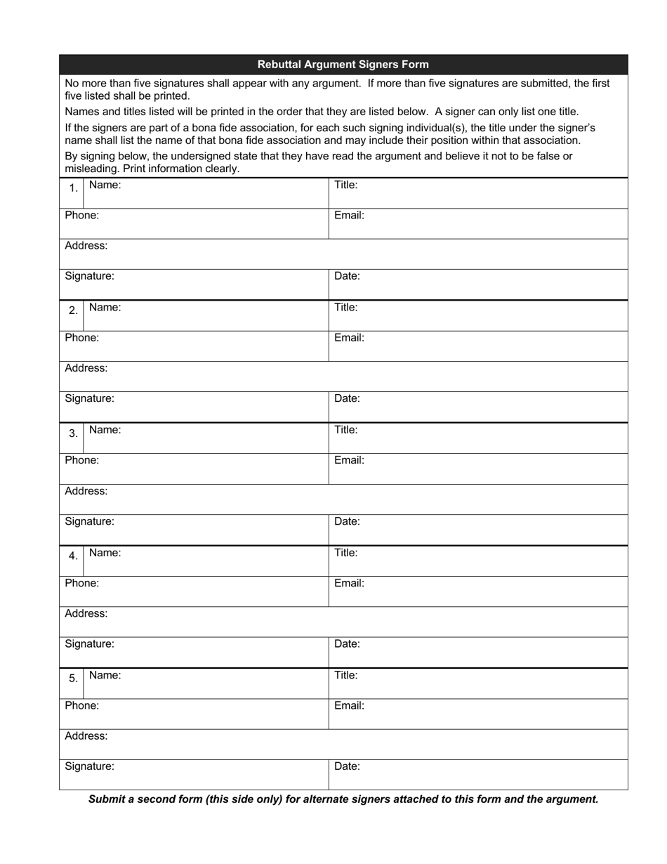 Ballot Measure Rebuttal Argument Submission Form - County of San Mateo, California, Page 2