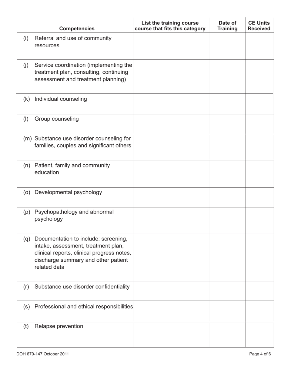 DOH Form 670-147 Substance Use Disorder Professional Enhancement Plan (Ep) - Washington, Page 4