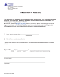 Document preview: DOH Form 670-213 Attestation of Recovery - Washington