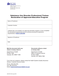 Document preview: DOH Form 670-184 Substance Use Disorder Professional Trainee Declaration of Approved Education Program - Washington