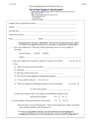 Form WYO-790 &quot;Out-of-State Employer Questionnaire&quot; - Wyoming