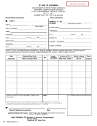 Form WSCD-10 &quot;Claim for Pharmacy/Medical Supplies&quot; - Wyoming
