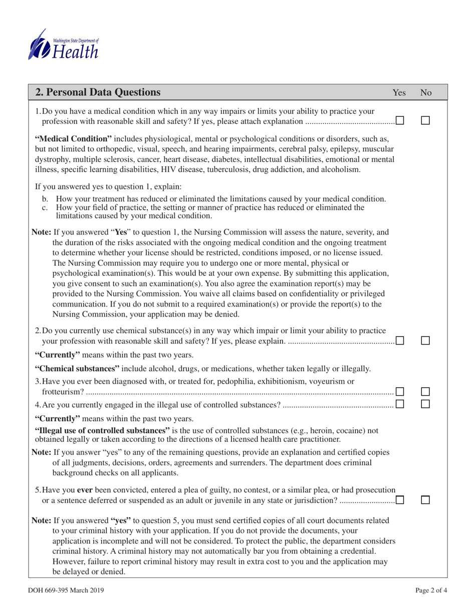 DOH Form 669-395 Arnp Prescriptive Authority Application for Already Licensed Arnps - Washington, Page 4