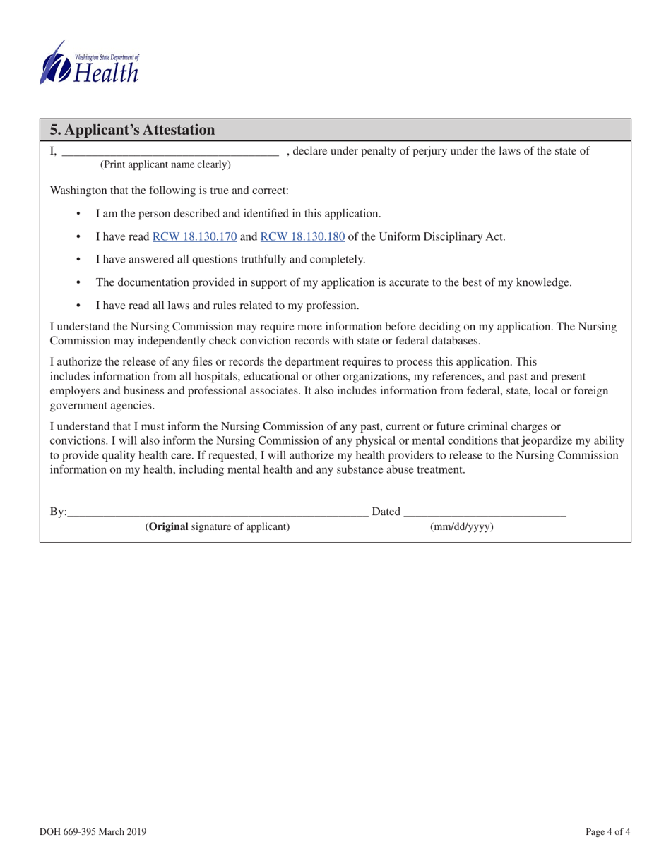 DOH Form 669-395 Arnp Prescriptive Authority Application for Already Licensed Arnps - Washington, Page 6