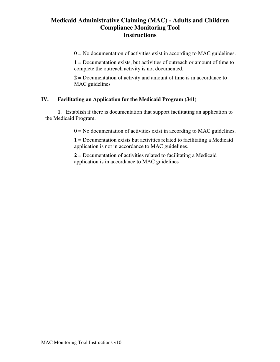 Instructions for Medicaid Administrative Claiming (Mac) - Adults and Children Compliance Monitoring Tool - North Carolina, Page 4