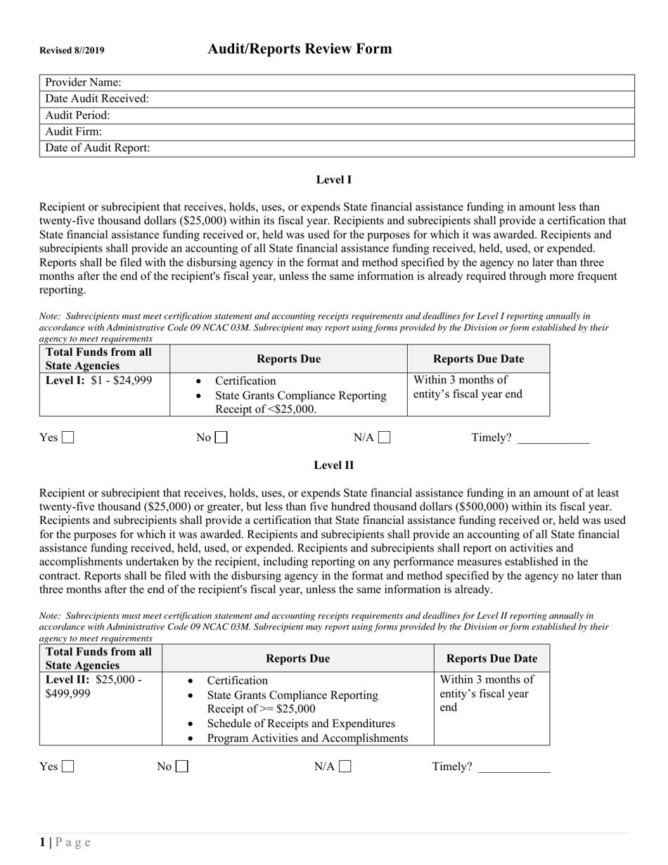 North Carolina Audit/Reports Review Form - Fill Out, Sign Online and ...