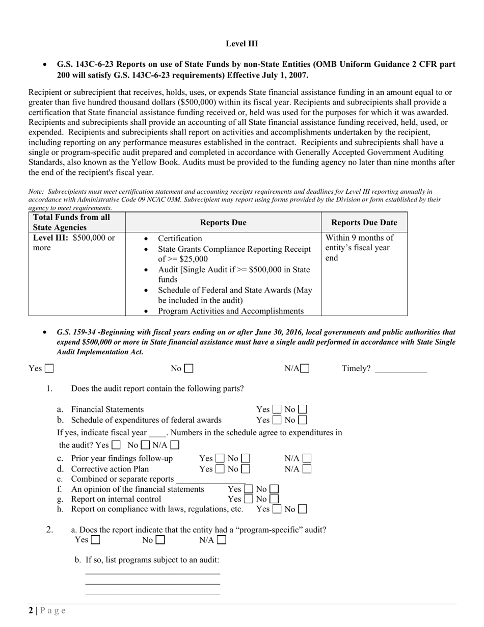 Audit / Reports Review Form - North Carolina, Page 3