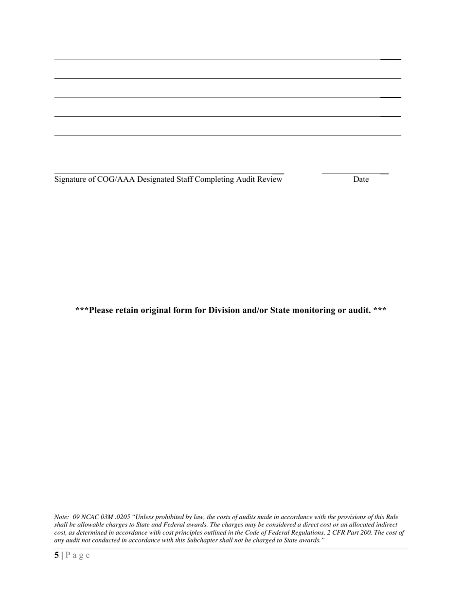 Audit / Reports Review Form - North Carolina, Page 6