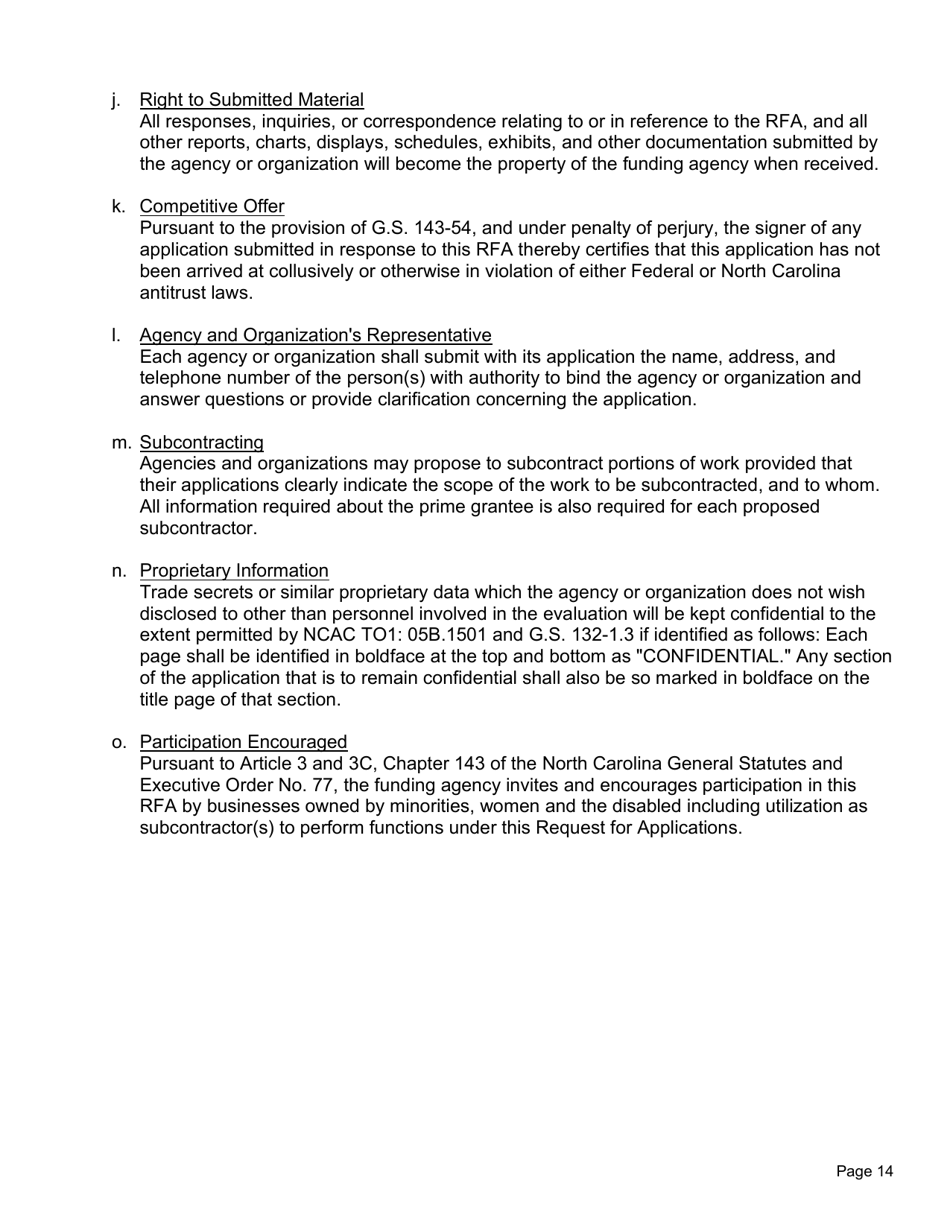 Request for Applications - Food and Nutrition Services - Employment and Training Program - North Carolina, Page 15
