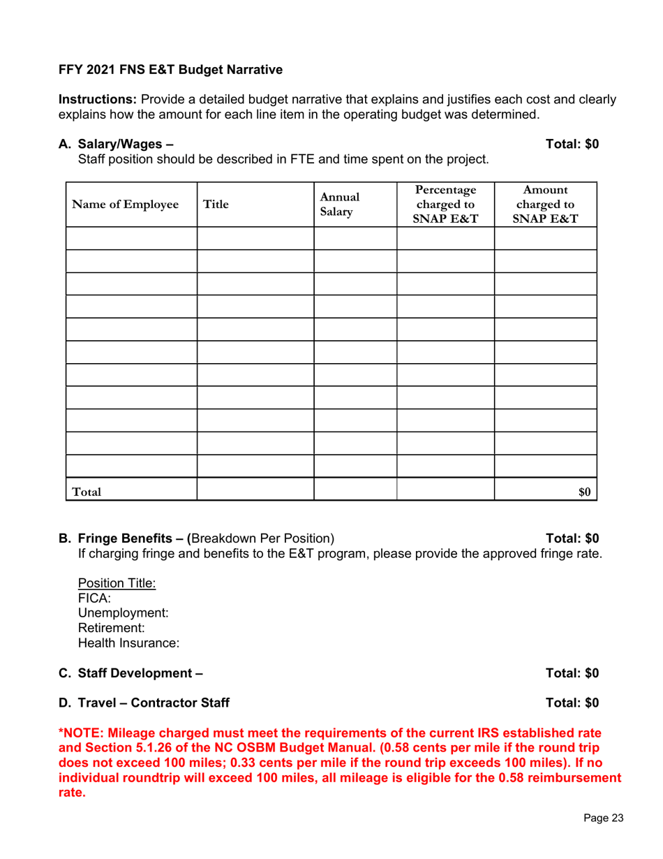 Request for Applications - Food and Nutrition Services - Employment and Training Program - North Carolina, Page 24