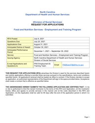 Request for Applications - Food and Nutrition Services - Employment and Training Program - North Carolina, Page 2