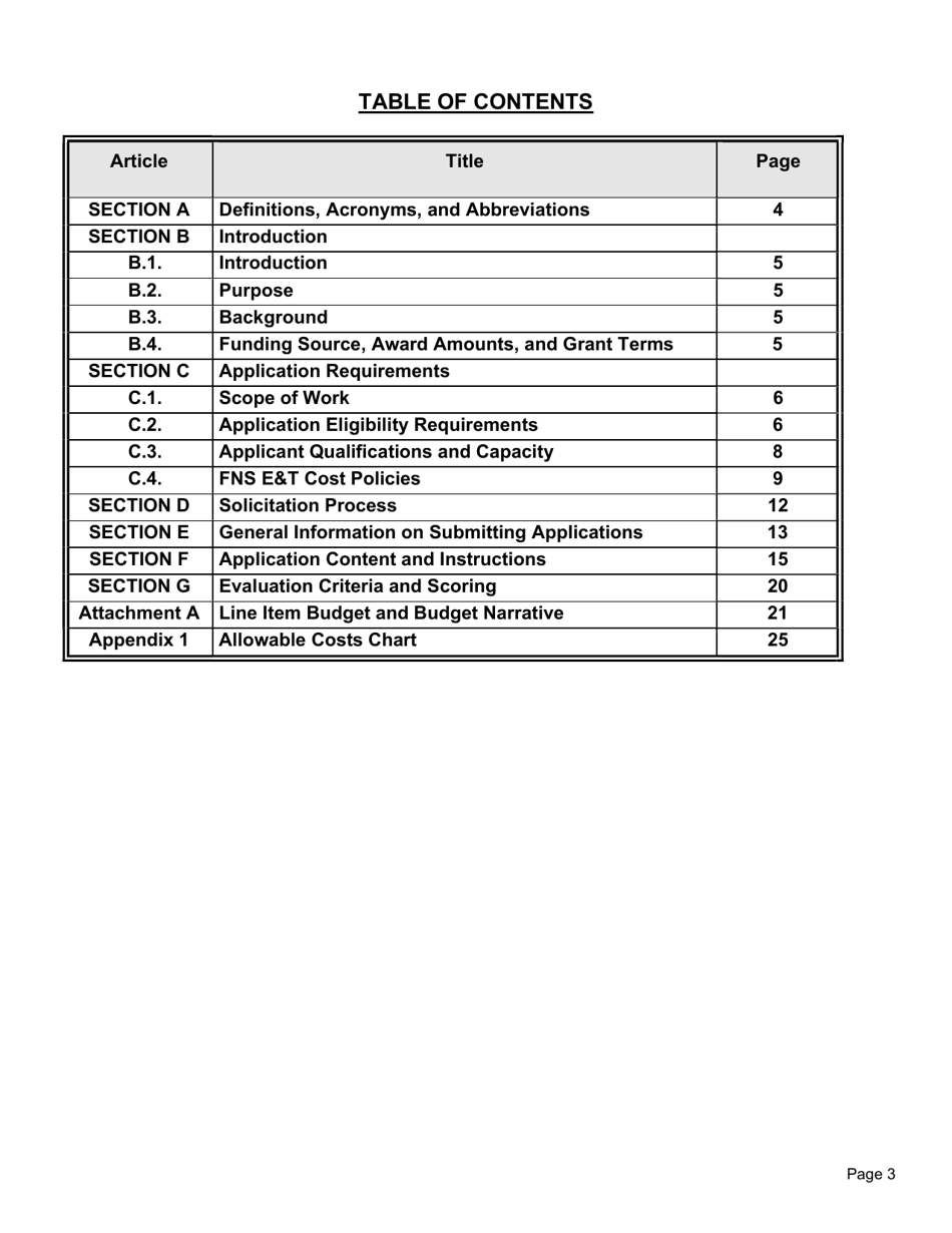 Request for Applications - Food and Nutrition Services - Employment and Training Program - North Carolina, Page 4