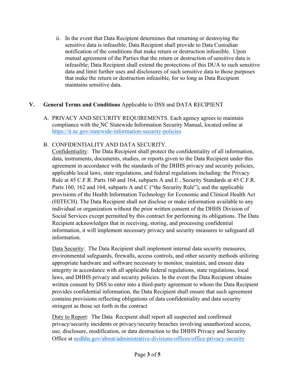 Data Share / Use Agreement - North Carolina, Page 3