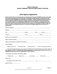 Document preview: Host Agency Application - North Carolina