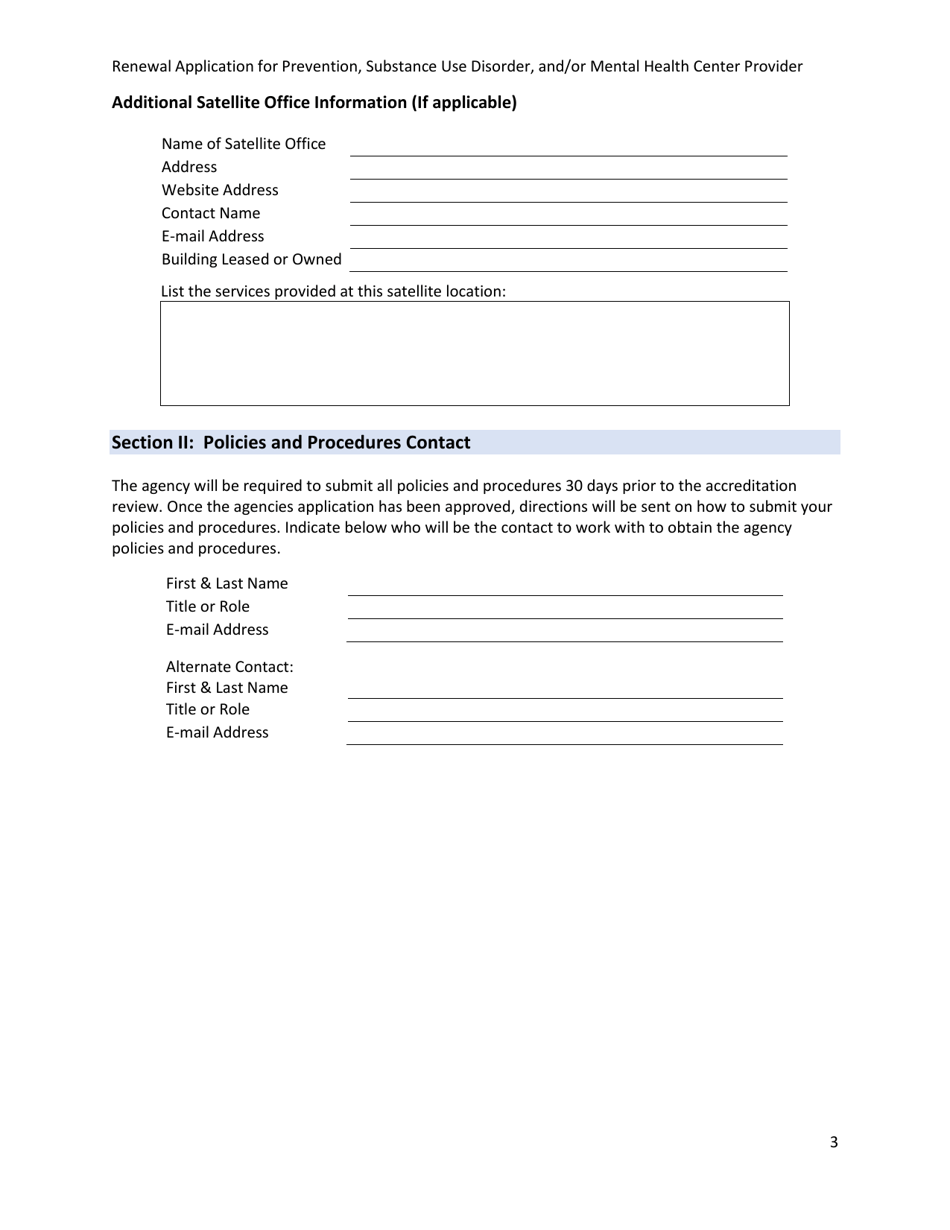 Renewal Application for Prevention, Substance Use Disorder, and / or Mental Health Services - South Dakota, Page 3