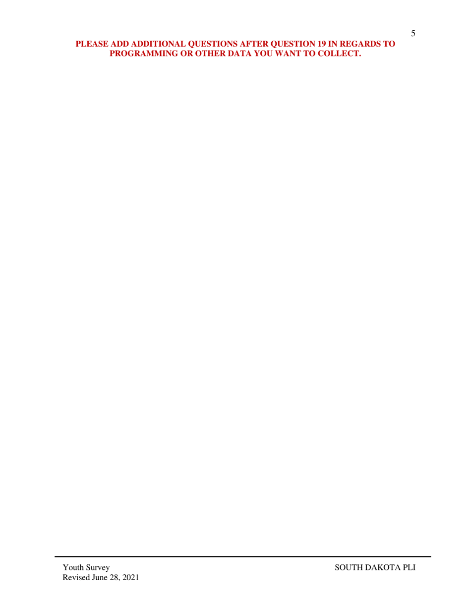 Participant Level Instrument - South Dakota, Page 5