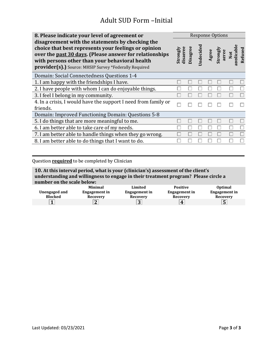 Substance Use Disorder Outcome Tool - Initial - South Dakota, Page 3