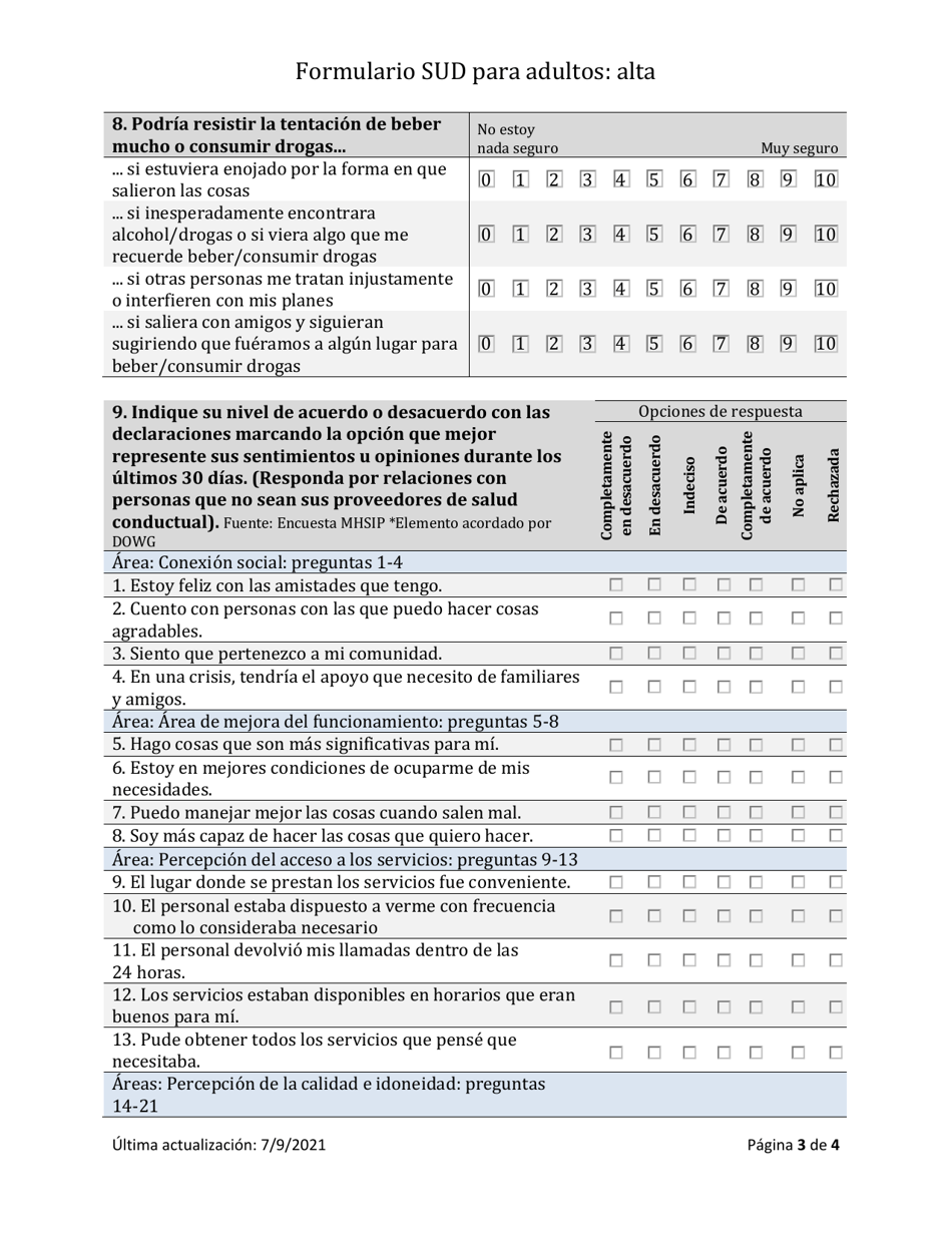 Herramienta De Resultados De Los Trastornos Por Consumo De Sustancias - Alta - South Dakota (Spanish), Page 3