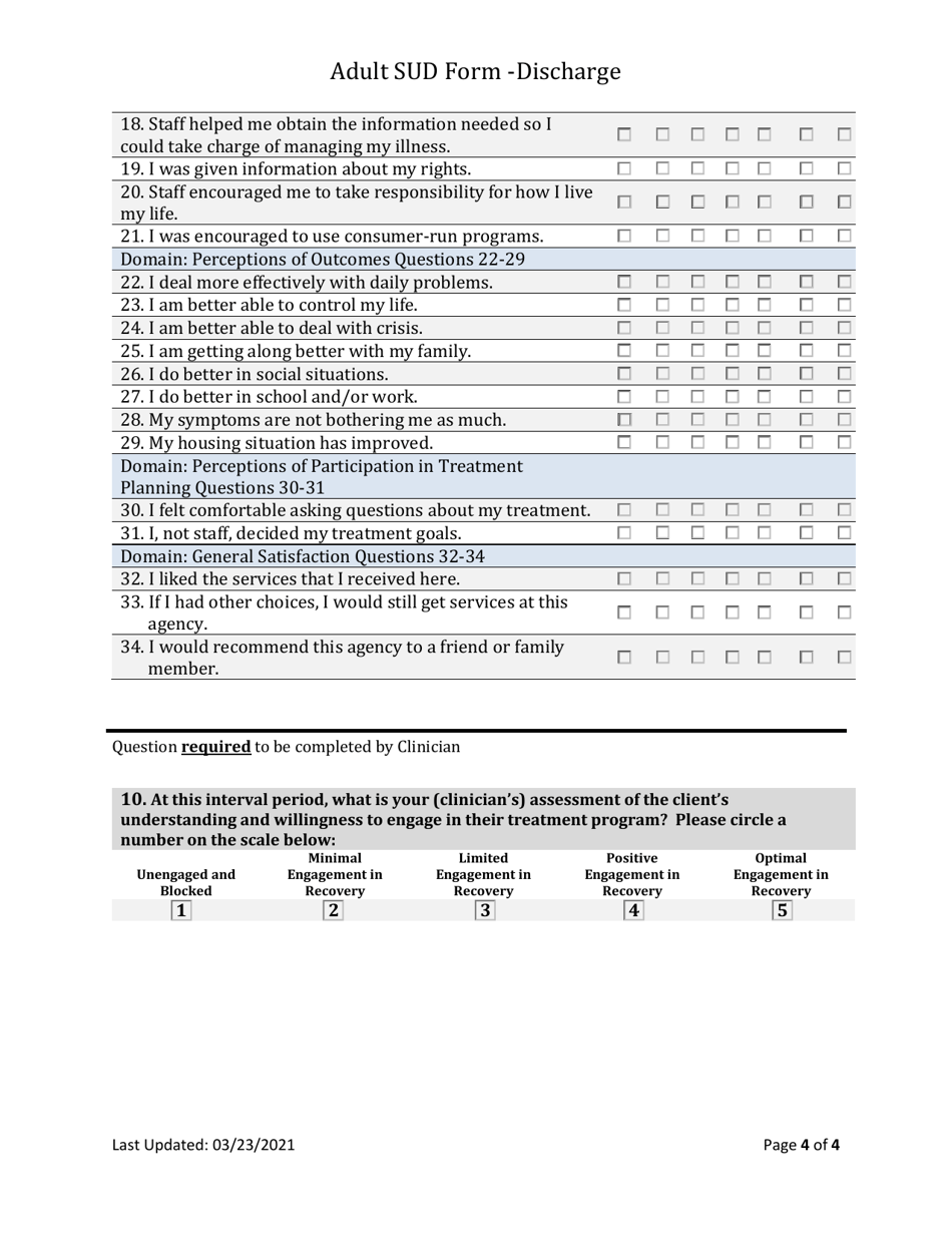 Adult Substance Use Disorder Discharge Outcome Tool - South Dakota, Page 4