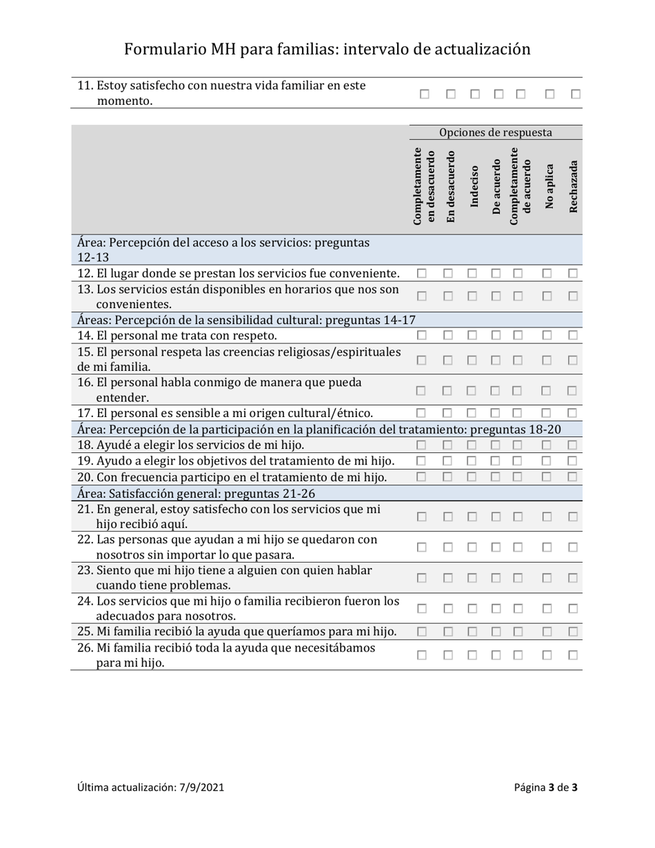 Herramienta De Resultados De Salud Mental - Familia Actualizacion - South Dakota (Spanish), Page 3