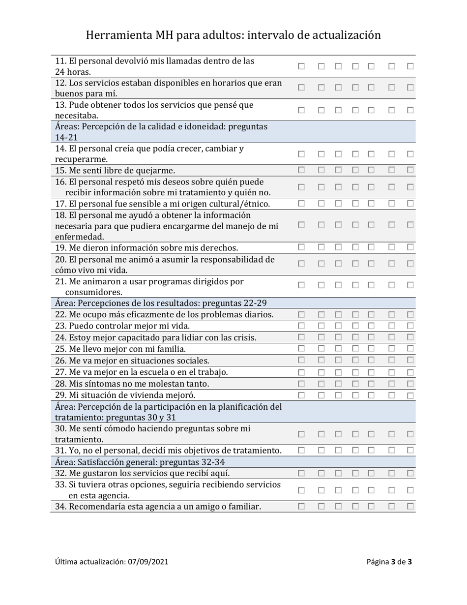 Herramienta De Resultados De Salud Mental Para Adultos - Actualizacion - South Dakota (Spanish), Page 3