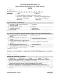 Document preview: Herramienta De Resultados De Salud Mental Para Adultos - Alta - South Dakota (Spanish)