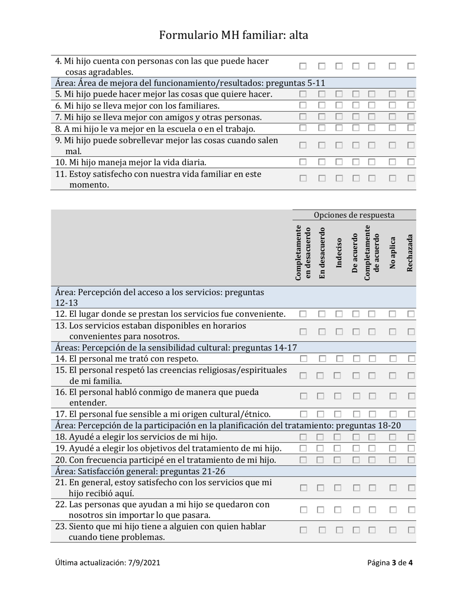 Herramienta De Resultados De Salud Mental - Familia Alta - South Dakota (Spanish), Page 3