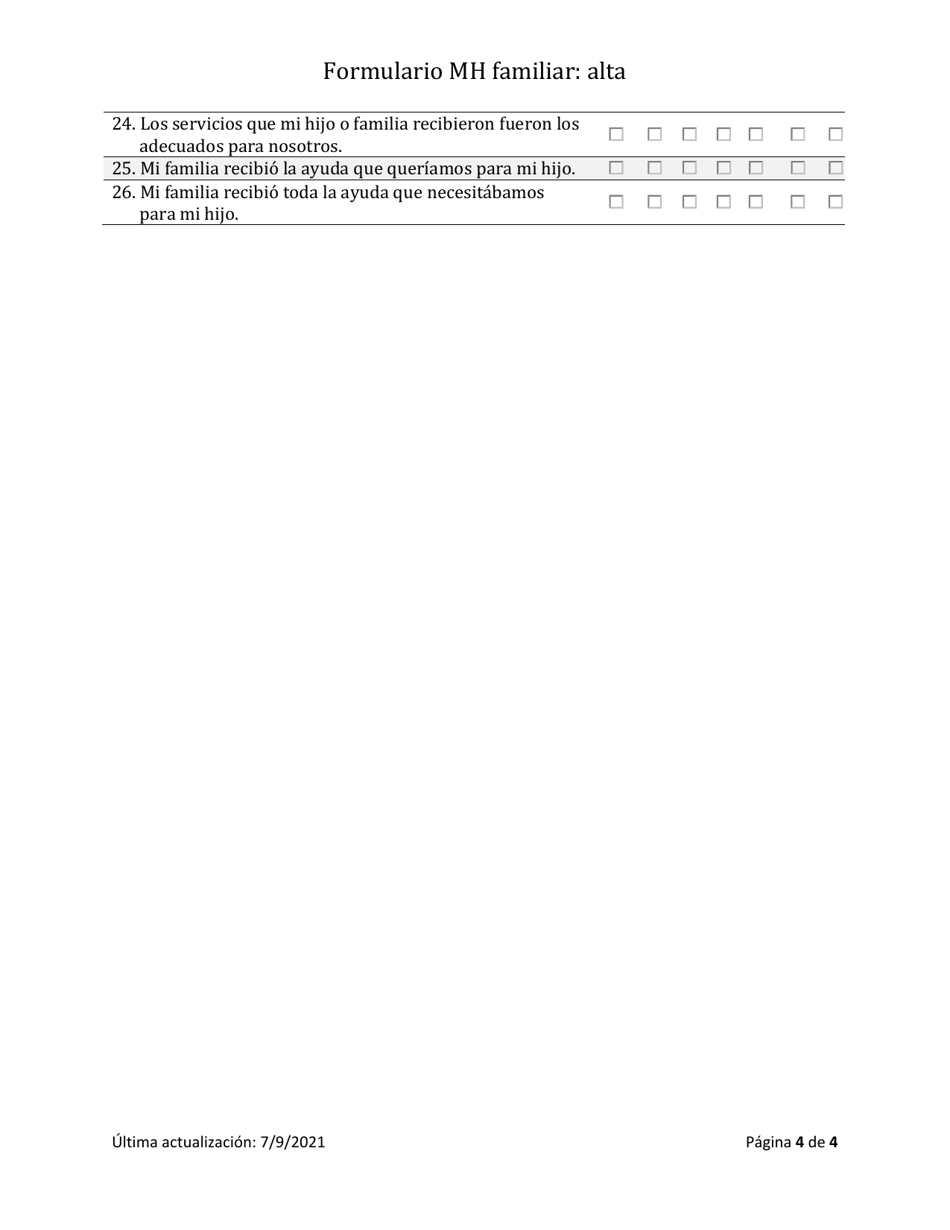 Herramienta De Resultados De Salud Mental - Familia Alta - South Dakota (Spanish), Page 4