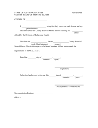 Document preview: Board of Mental Illness Affidavit - South Dakota