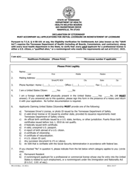 Document preview: Form PH-4183 Declaration of Citizenship - Tennessee