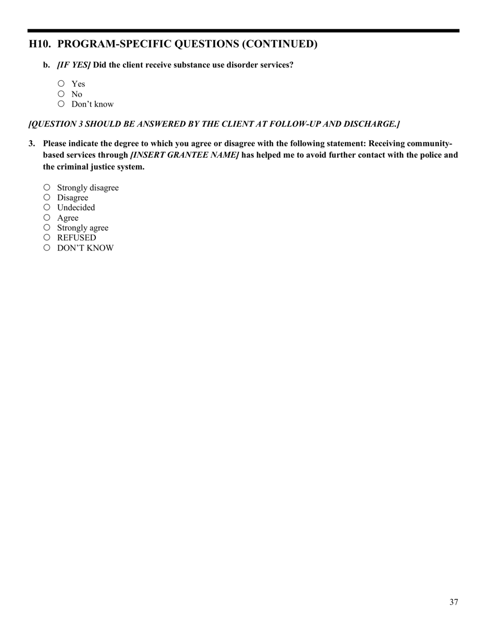 Government Performance and Results Act (Gpra) Client Outcome Measures for Discretionary Programs, Page 41