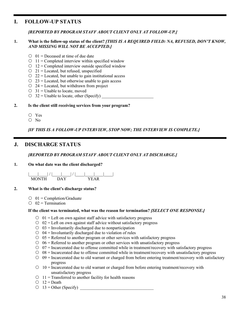 Government Performance and Results Act (Gpra) Client Outcome Measures for Discretionary Programs, Page 42