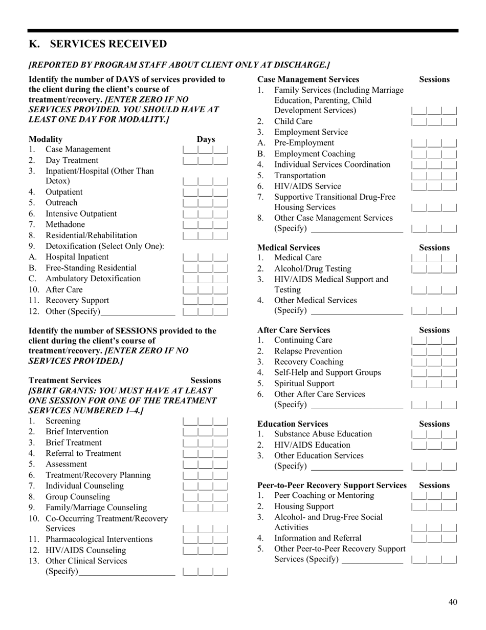 Government Performance and Results Act (Gpra) Client Outcome Measures for Discretionary Programs, Page 44