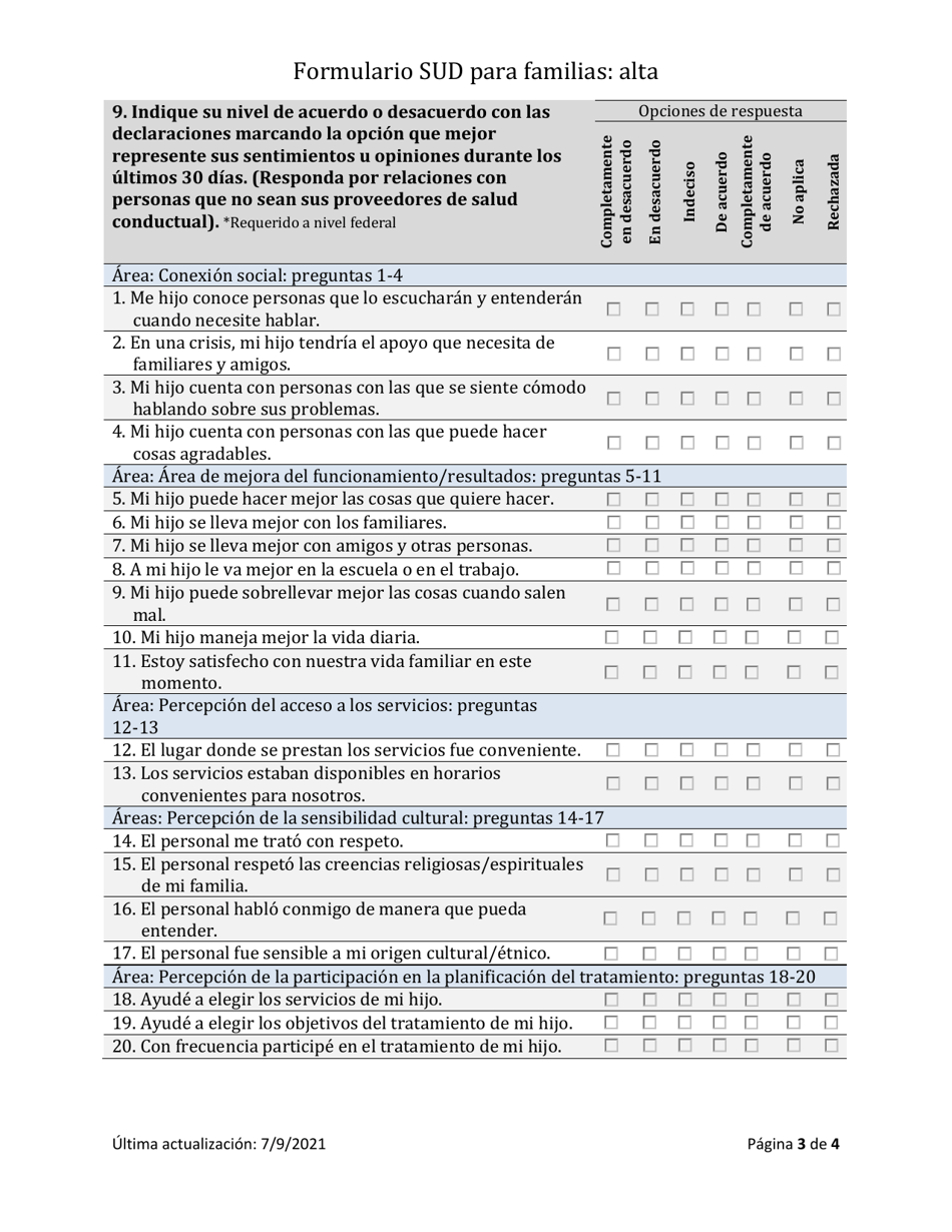 Herramienta De Resultados De Los Trastornos Por Consumo De Sustancias Para Familias - Alta - South Dakota (Spanish), Page 3