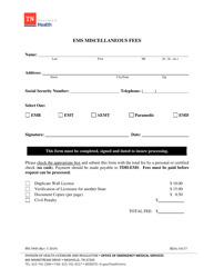 Document preview: Form PH-3940 EMS Miscellaneous Fees - Tennessee