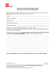 Document preview: Form PH-3856 Criminal Background Disclosure Documentation and Information - Tennessee