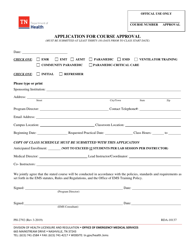 Document preview: Form PH-2792 Application for Course Approval - Tennessee
