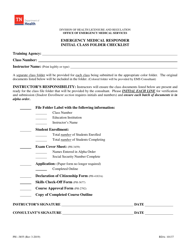 Document preview: Form PH-3855 Emergency Medical Responder Initial Class Folder Checklist - Tennessee