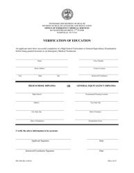 Document preview: Form PH-2388 Verification of Education - Tennessee