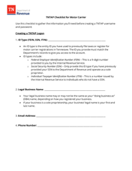 Document preview: Tntap Checklist for Motor Carrier - Tennessee