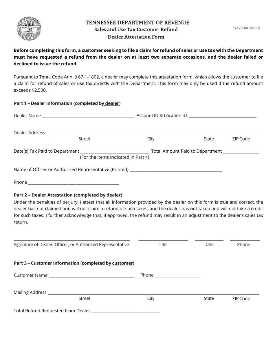 Form RVF700001 Fill Out, Sign Online and Download Printable PDF