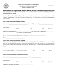 Form RV-F700001 Sales and Use Tax Customer Refund - Dealer Attestation Form - Tennessee