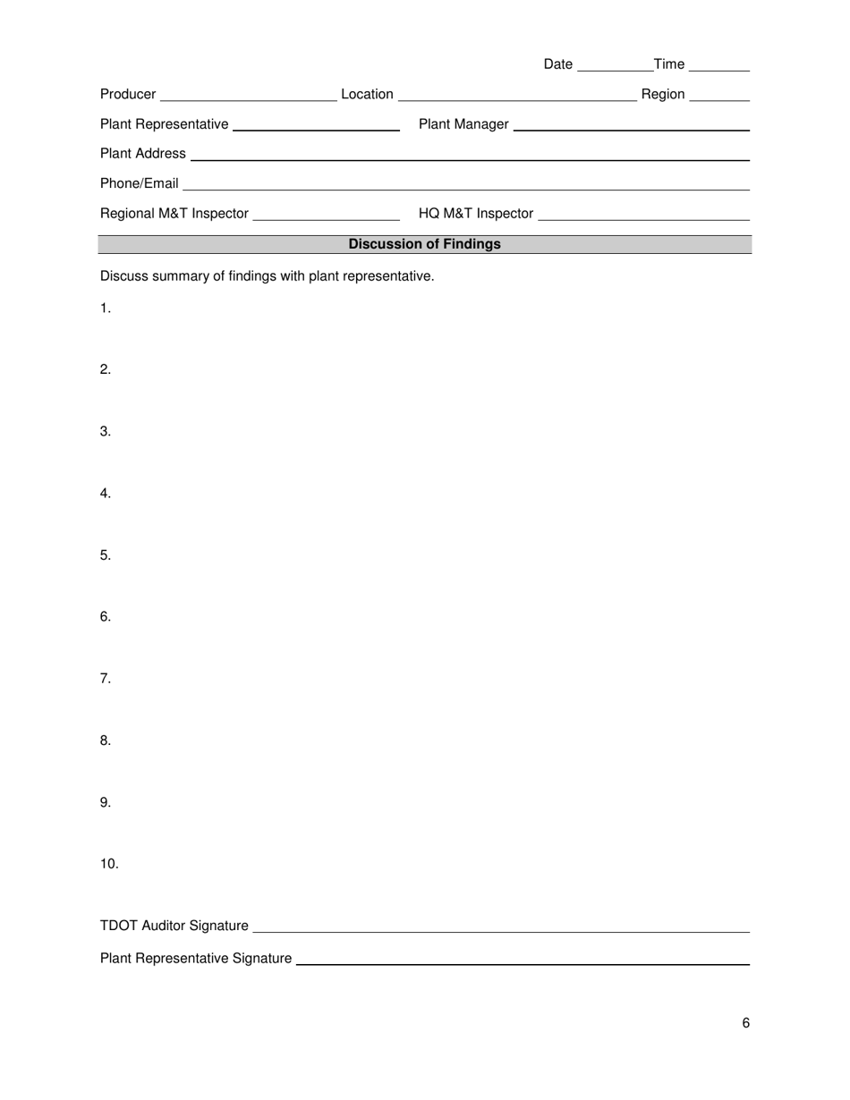 Precast Inspection Checklist - Tennessee, Page 6