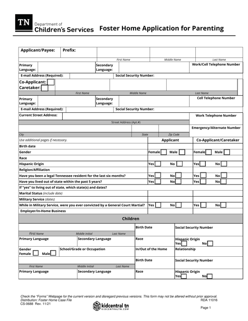 Form CS-0688  Printable Pdf