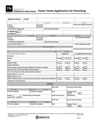 Form CS-0688 Foster Home Application for Parenting - Tennessee