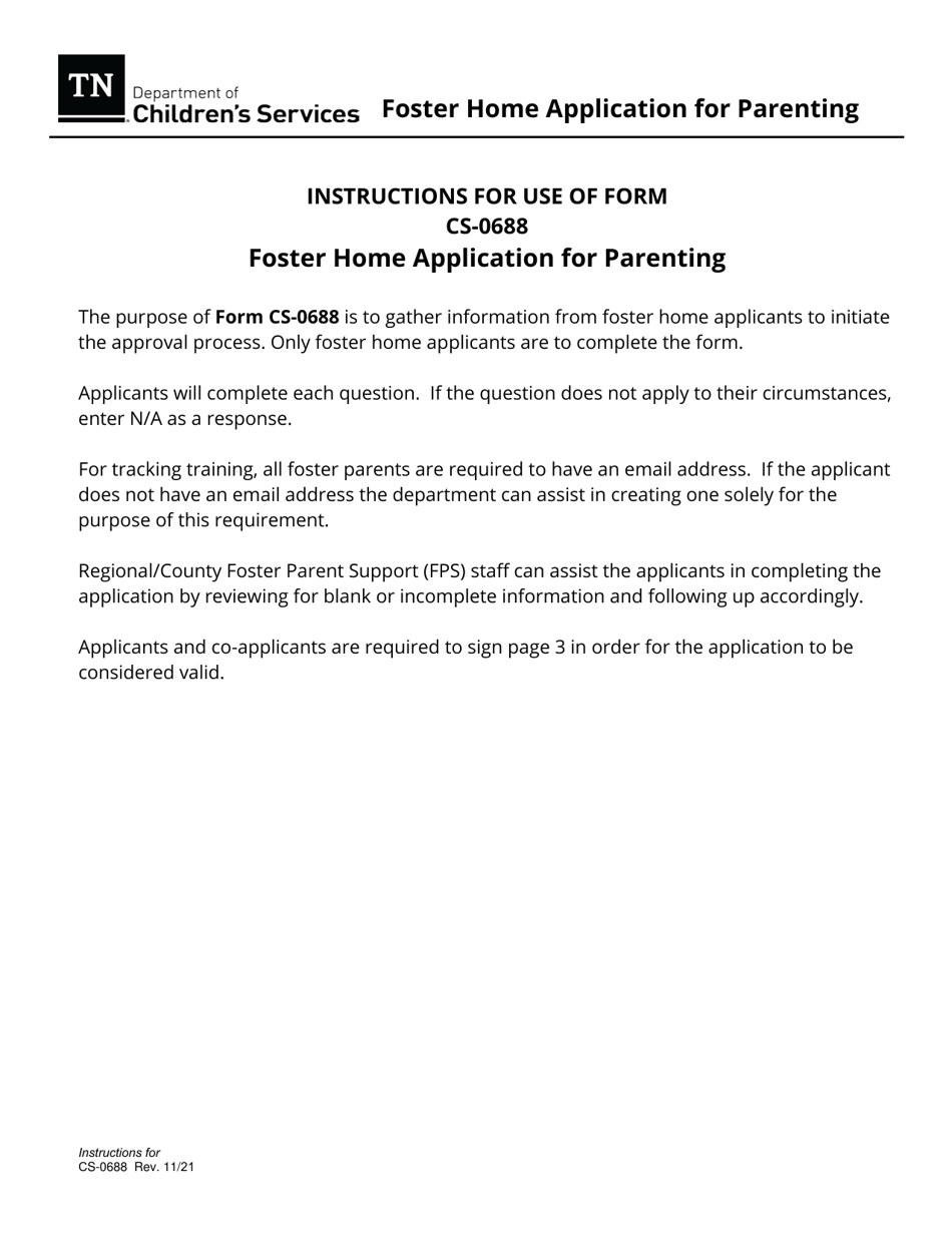 Form CS-0688 Foster Home Application for Parenting - Tennessee, Page 5