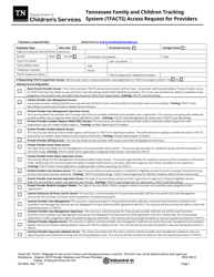 Form CS-0944 &quot;Tennessee Family and Children Tracking System (Tfacts) Access Request for Providers&quot; - Tennessee