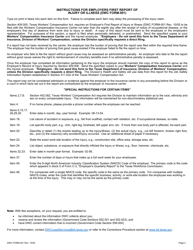 DWC Form 001 Employers First Report of Injury or Illness - Texas, Page 2